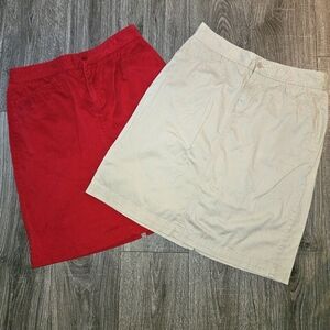ORVIS Sporting Traditions Vtg Skirt Lot Red & Beige W/ Pockets Size 14